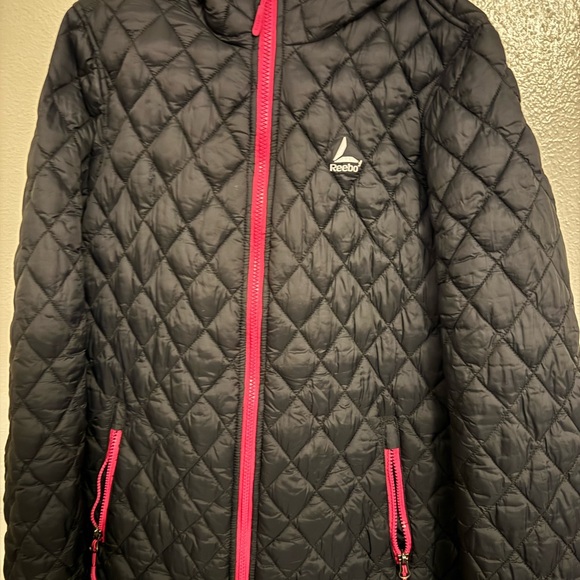 Reebok Black and Pink Quilted Hooded Jacket - Picture 10 of 12